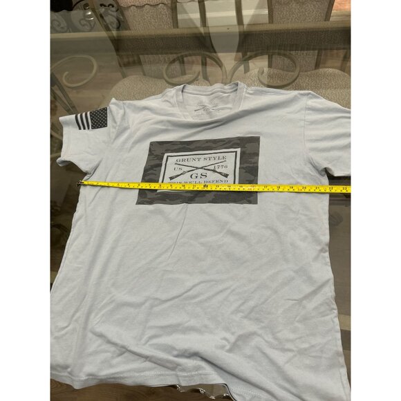 Grunt Style Mens Tactical T-Shirt With American Flag Sleeve Graphic Light Gray - Picture 7 of 8
